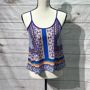 Fun & Flirt Purple, Blue, Mustard & Pink Crop Tank - XS